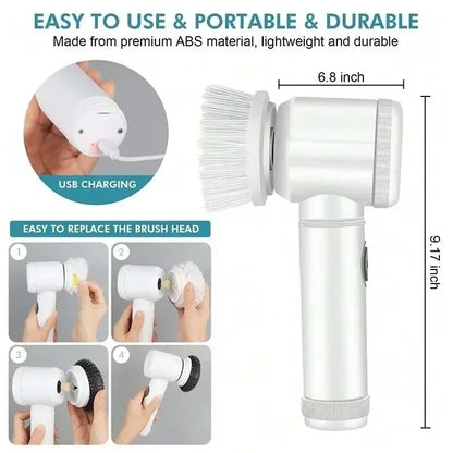 Cordless Electric Spin Scrubber With 5 Brush Heads