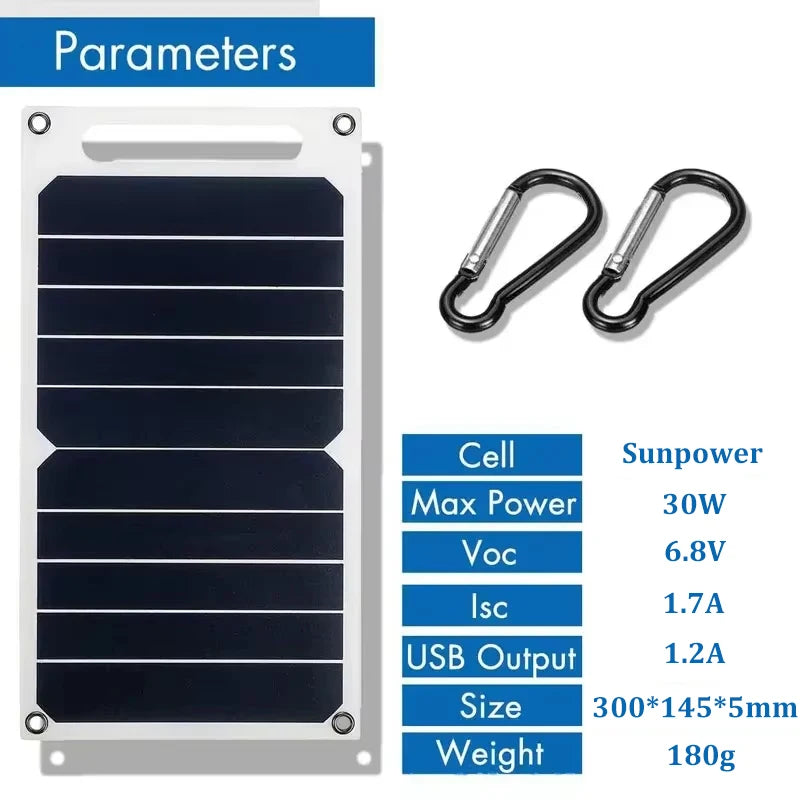30W Solar Phone Charging Solar Panel – Waterproof & Portable