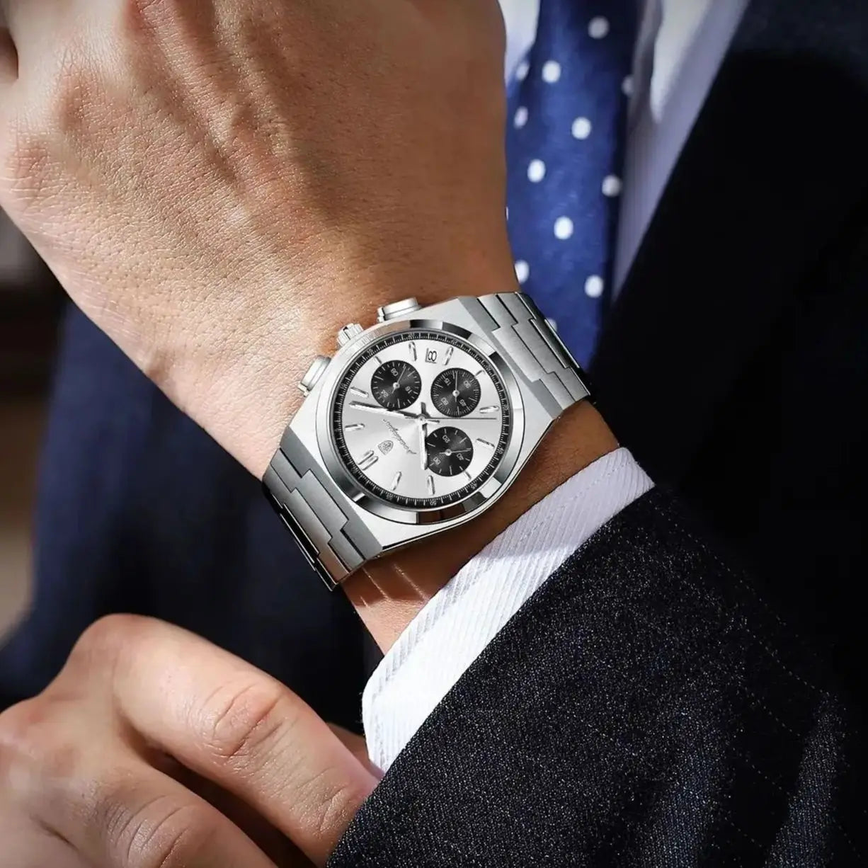 Men's Stainless Steel Chronograph Watch – Luminous, 3ATM