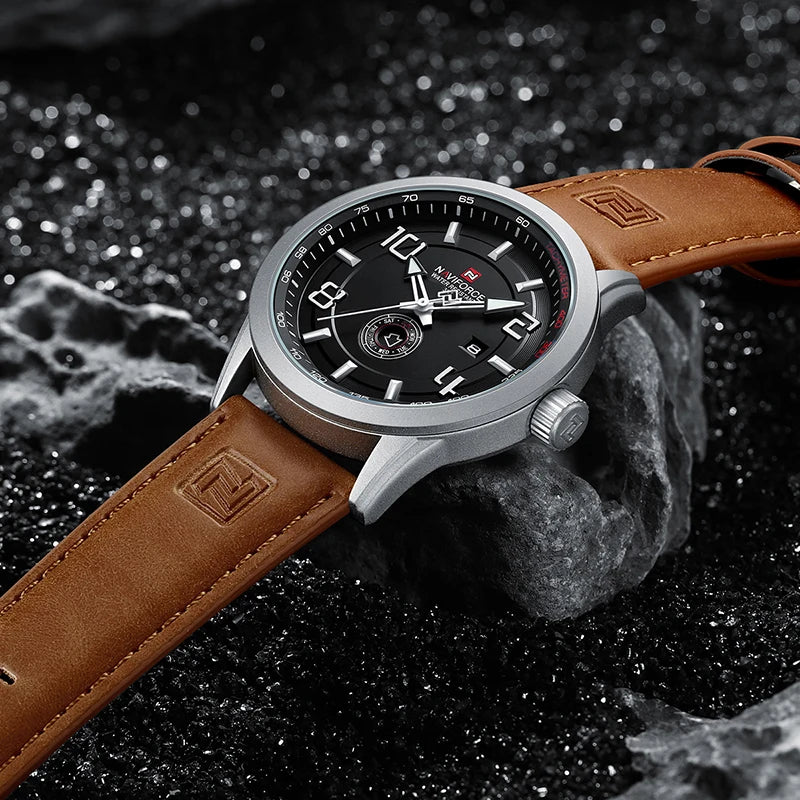 Men’s Sport Quartz Watch With PU Leather Strap