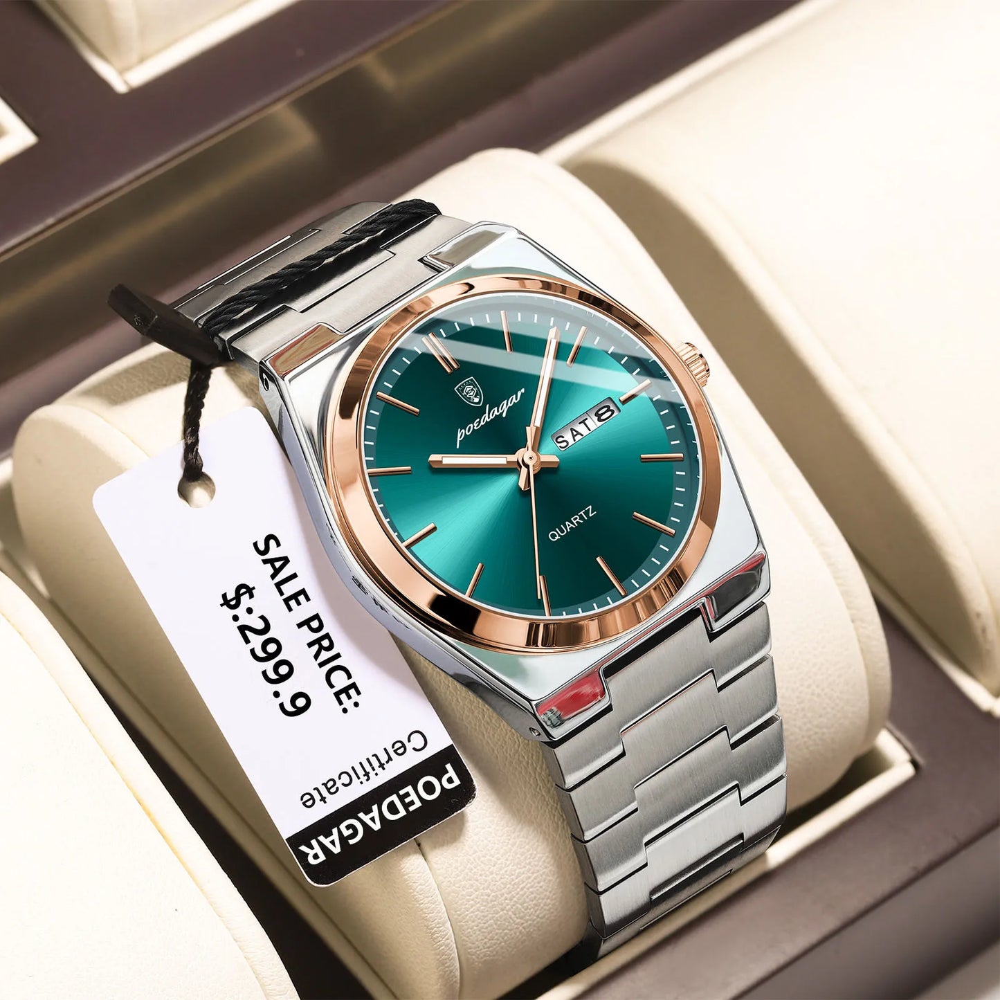 Men’s Stainless Steel Quartz Watch – Waterproof & Luminous