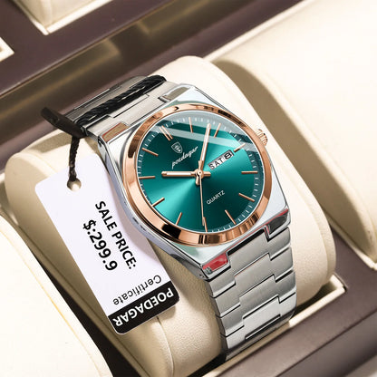 Men’s Stainless Steel Quartz Watch – Waterproof & Luminous