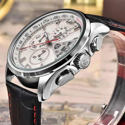 Men's Chronograph Sport Watch With Leather Strap