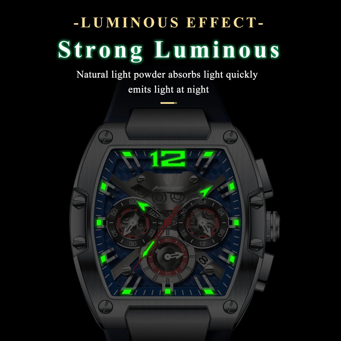 Men's Chronograph Quartz Watch With Silicone Strap