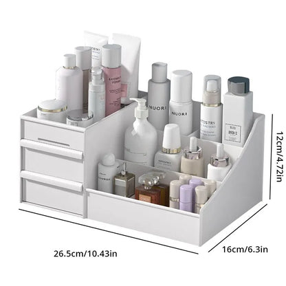 White Desktop Makeup Drawer Organizer Box