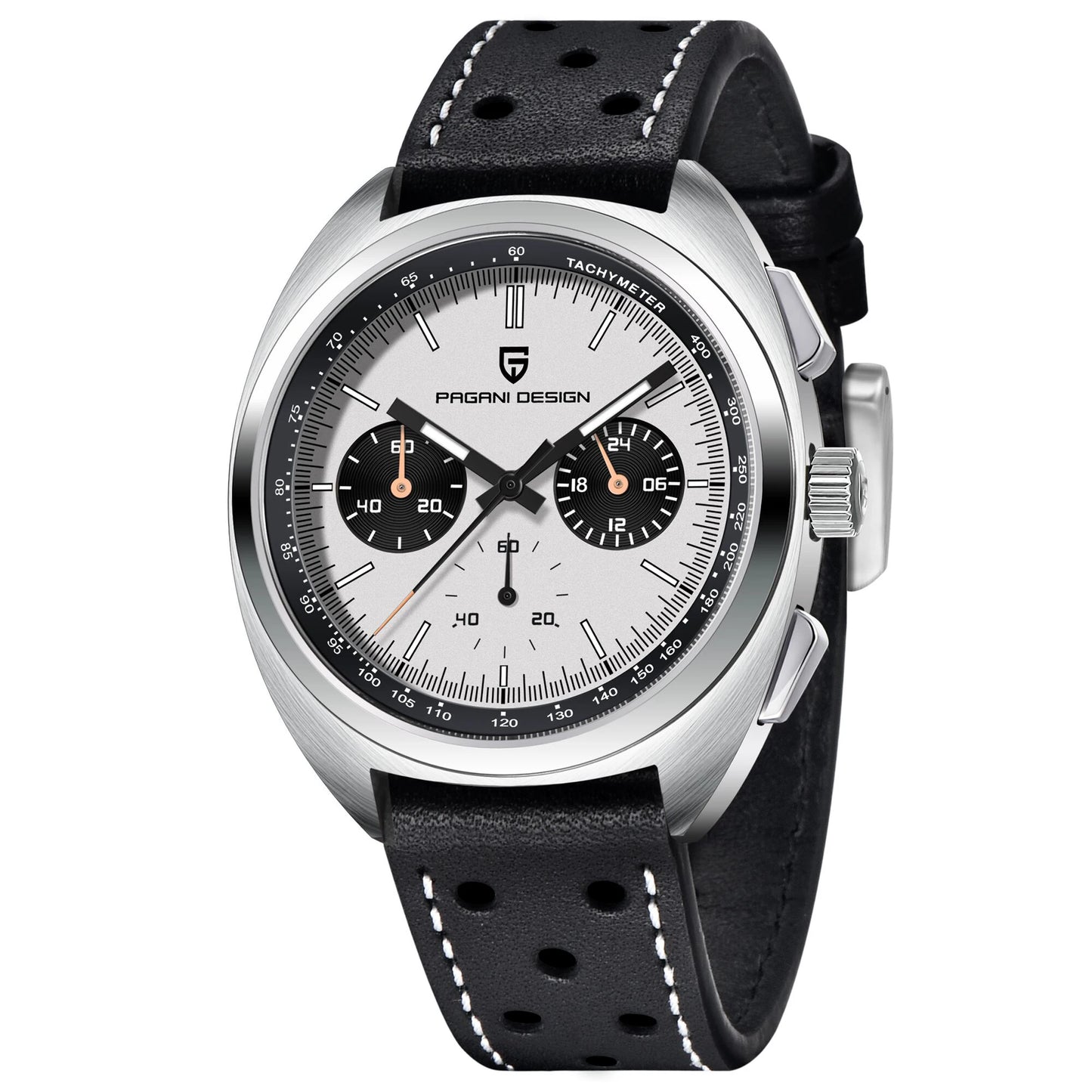 Men's Retro Panda Dial Chronograph Watch Quartz Steel