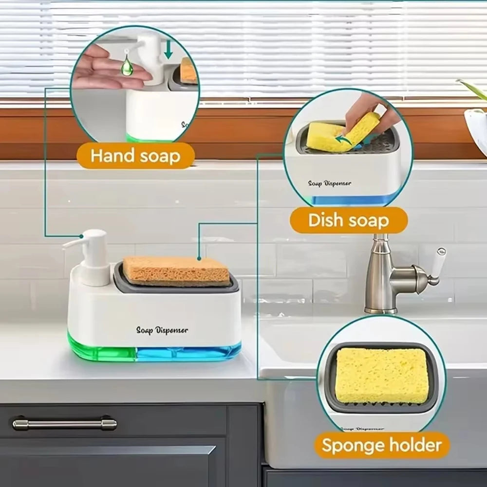 3-in-1 Kitchen Soap Dispenser with Sponge Holder