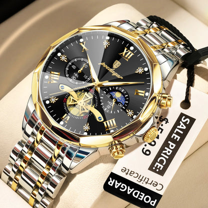 Men's Stainless Steel Chronograph Watch With Luminous Dial