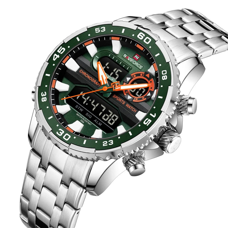 Men’s Analog-Digital Sports Watch Stainless Steel