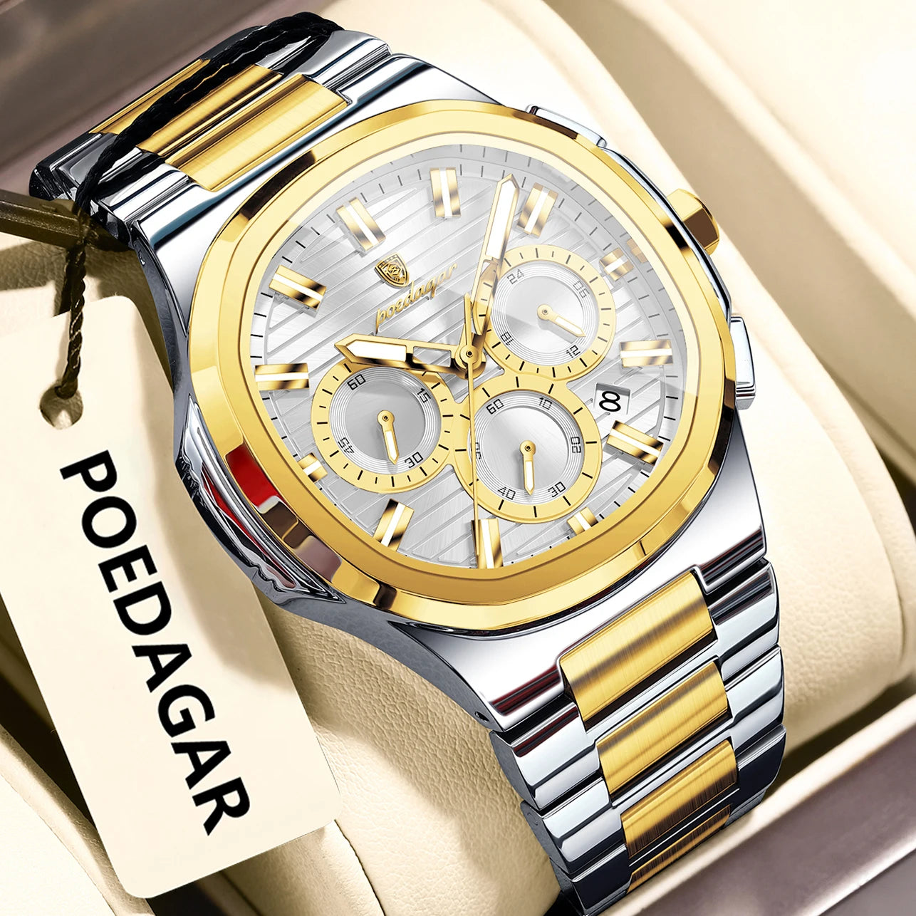 Men’s Stainless Steel Chronograph Watch With Date