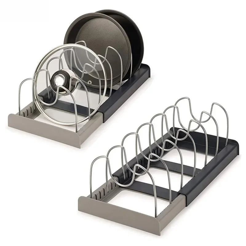 Adjustable Pot Lid Organizer Rack for Cabinets and Countertops