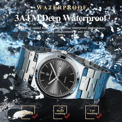 Men's Stainless Steel Quartz Watch With Date & Week