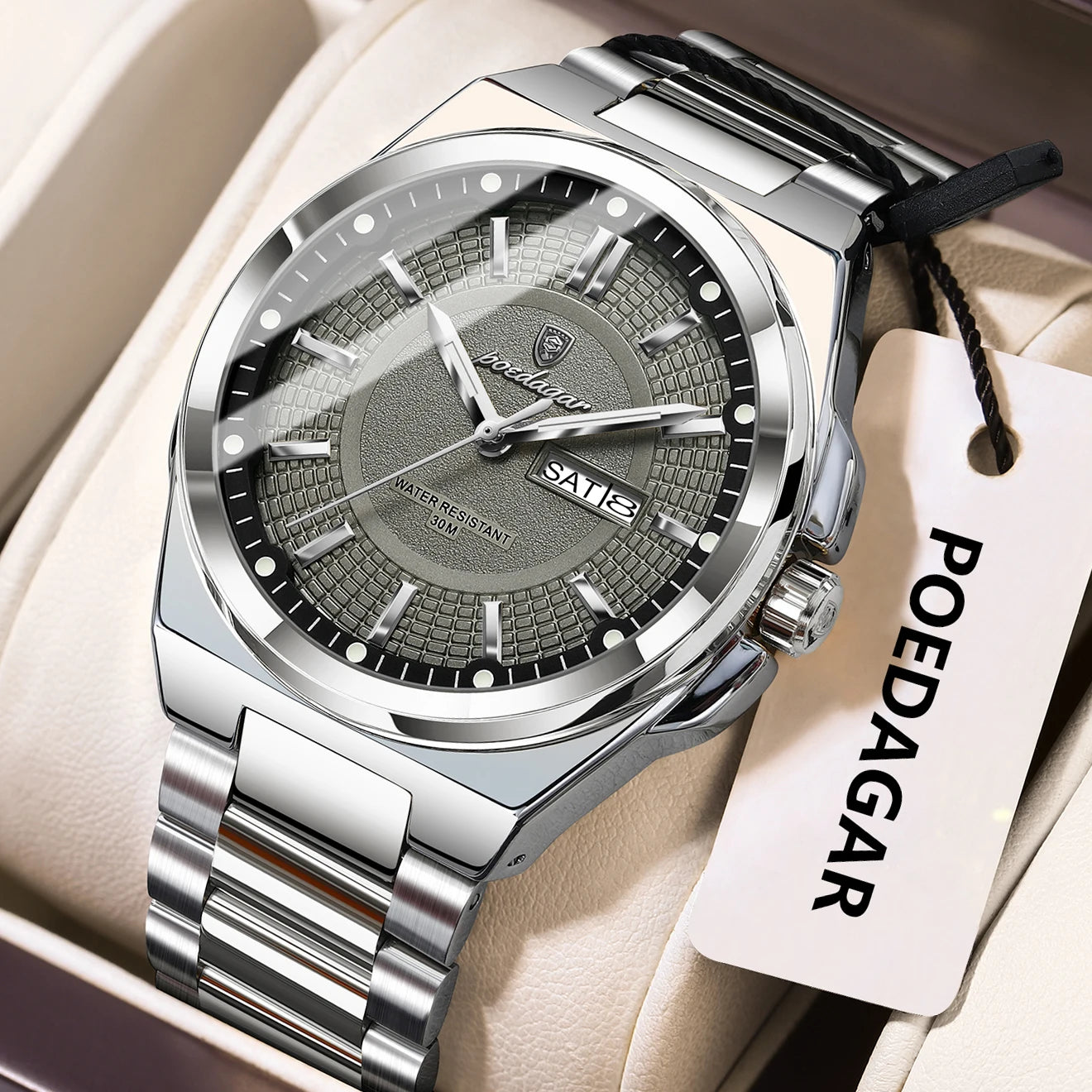 Men’s Stainless Steel Quartz Watch – Luminous & 3Bar