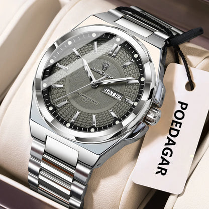 Men’s Stainless Steel Quartz Watch – Luminous & 3Bar