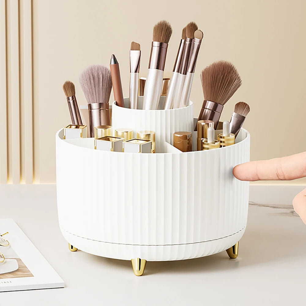 360° Rotating Makeup Organizer Box With Multi Compartments