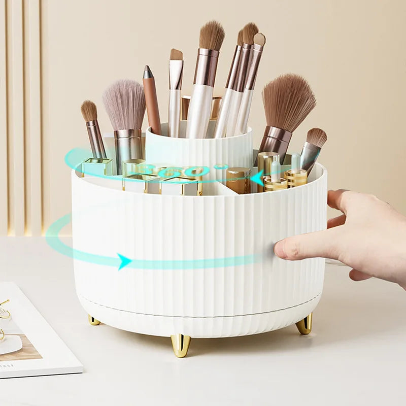 360° Rotating Makeup Organizer Box With Multi Compartments