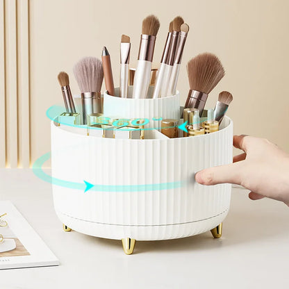 360° Rotating Makeup Organizer Box With Multi Compartments