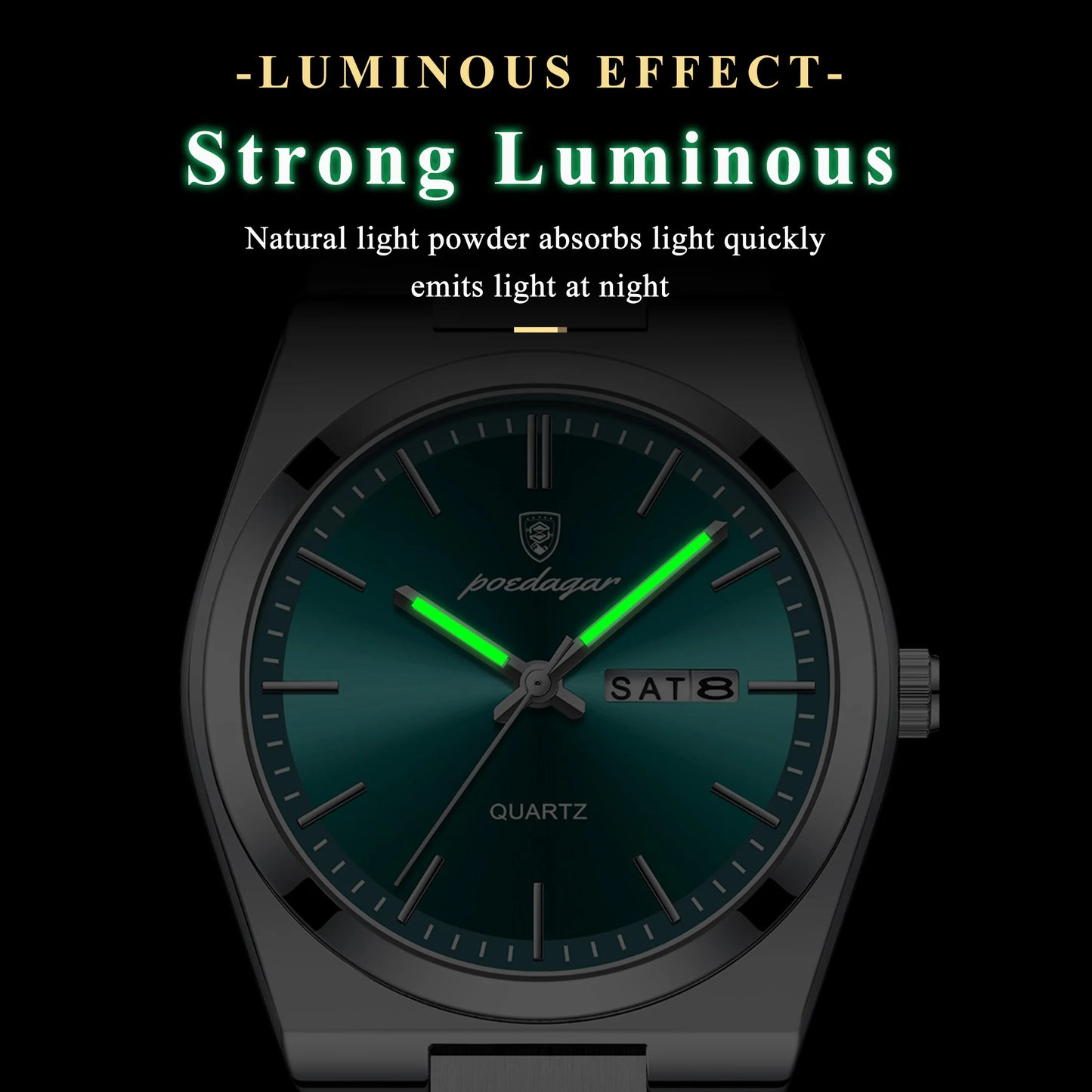 Men’s Stainless Steel Quartz Watch – Luminous & 3Bar Water Resistant