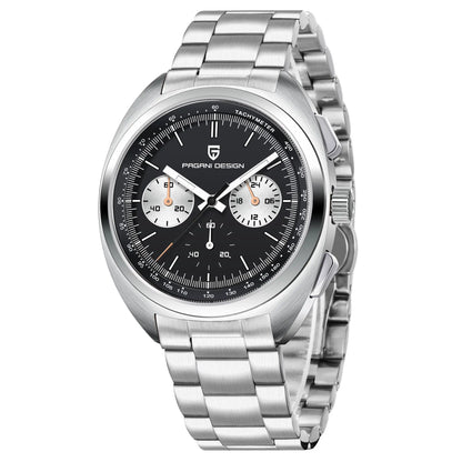 Men's Retro Panda Dial Chronograph Watch Quartz Steel
