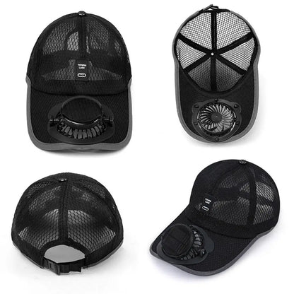 Solar Fan Sun Hat Baseball Cap with USB Charging