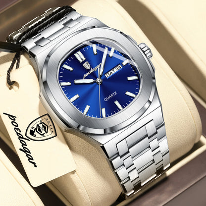 Square Stainless Steel Men’s Watch – Luminous & Date