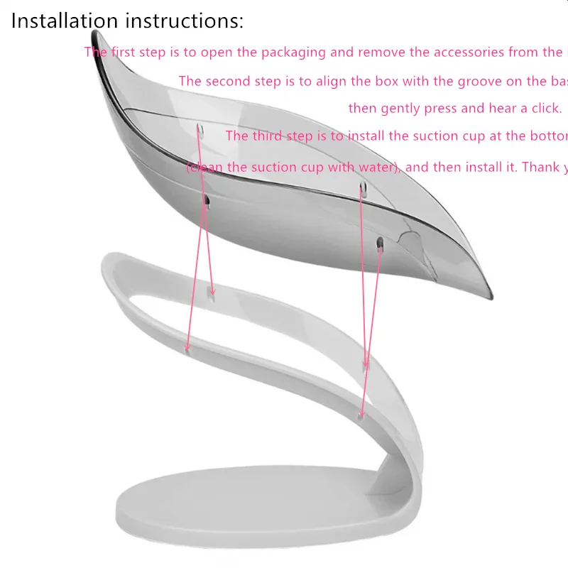 Leaf Design Suction Soap Dish with Fast Drainage