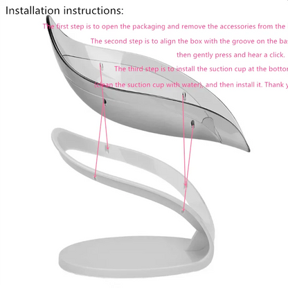 Leaf Design Suction Soap Dish with Fast Drainage