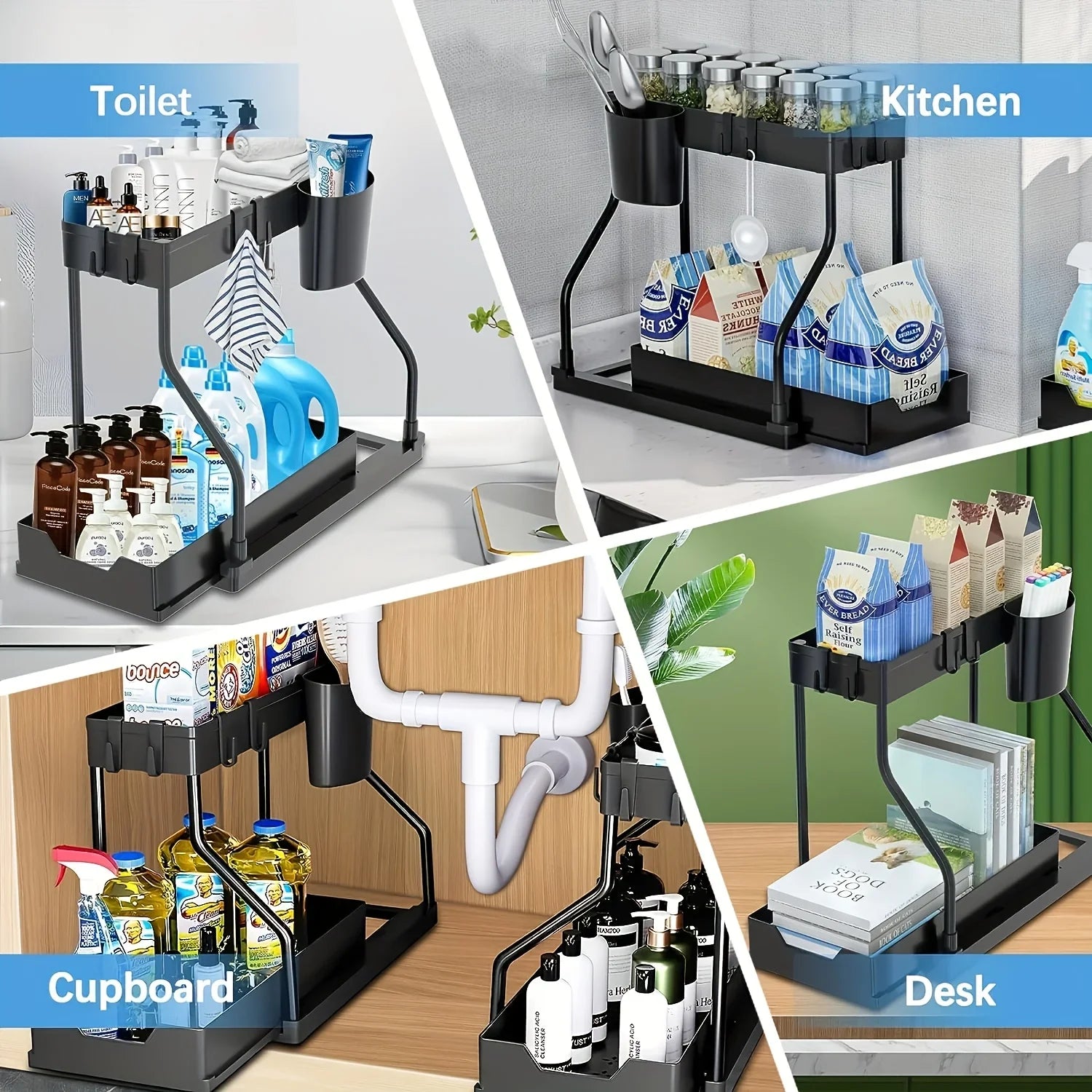 2-Tier Under Sink Organizer With Pull-Out Drawers