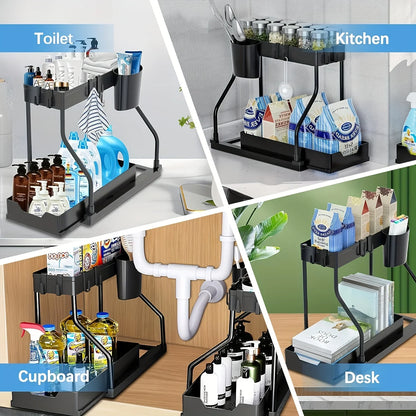 2-Tier Under Sink Organizer With Pull-Out Drawers
