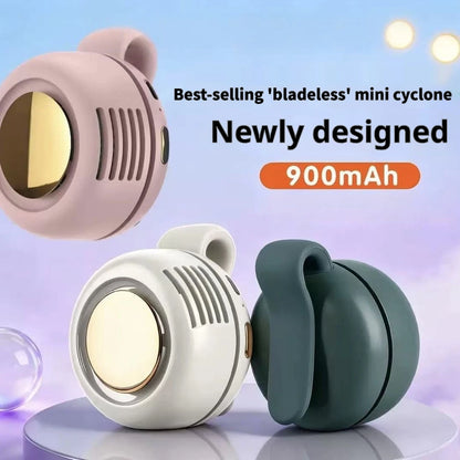 Portable Bladeless Mini Fan – Rechargeable Waist & Desk Use