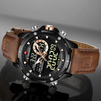 Men’s Digital Military Watch With Leather Strap