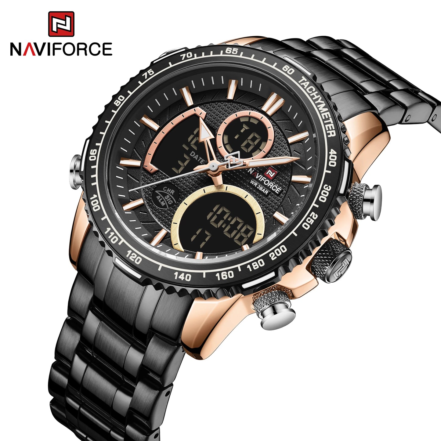Men’s Analog-Digital Chronograph Watch Stainless Steel