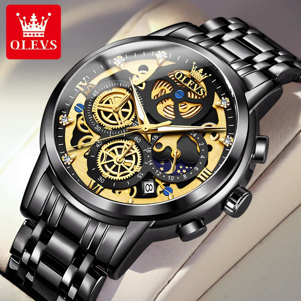 Men's Skeleton Quartz Watch – Waterproof, Luminous Dial