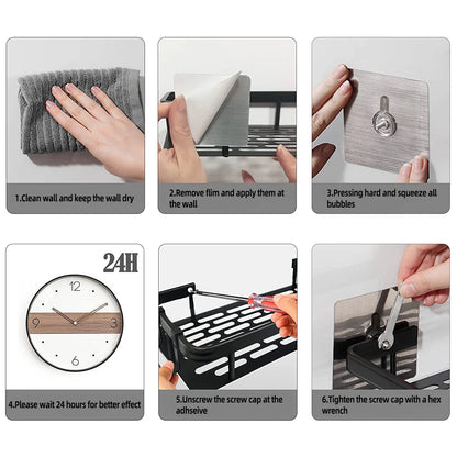Metal Corner Bathroom Shelf – No-Drill Wall Organizer