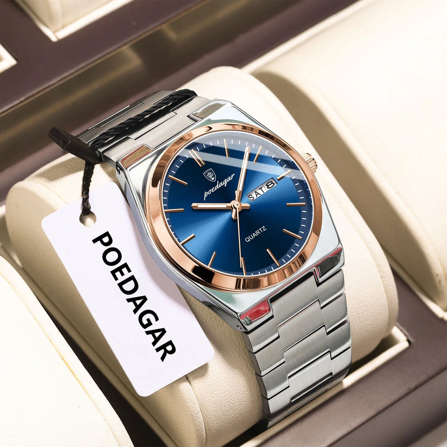 Men's Stainless Steel Quartz Watch With Date & Week