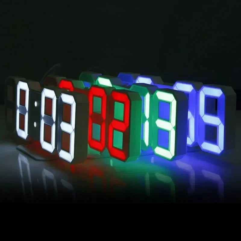 3D LED Digital Wall Clock With Adjustable Brightness