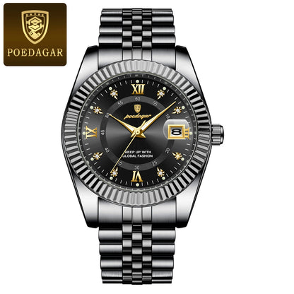Men's Stainless Steel Quartz Watch – Luminous, 3Bar