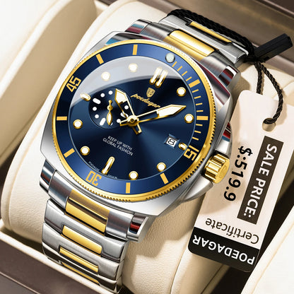 Men’s Stainless Steel Sports Watch – Luminous, 3Bar Water Resistant