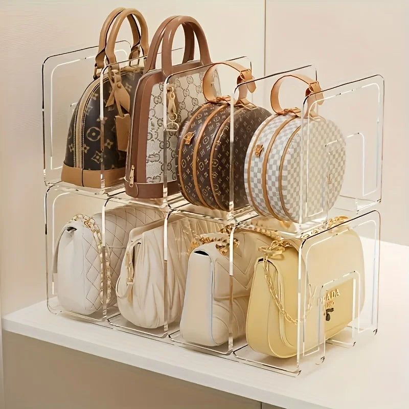 Clear Acrylic Handbag Organizer Rack – 2-Pack Space Saver