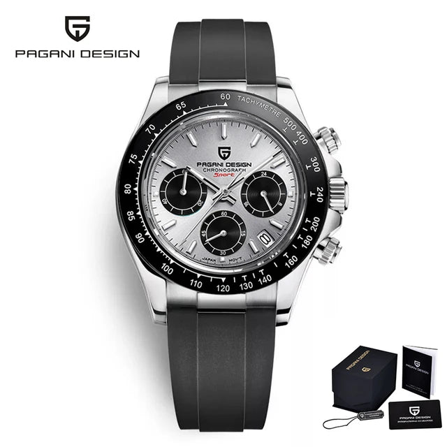 Men’s Sapphire Chronograph Watch With Rubber Strap