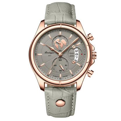 Men's Chronograph Leather Watch With Date Display
