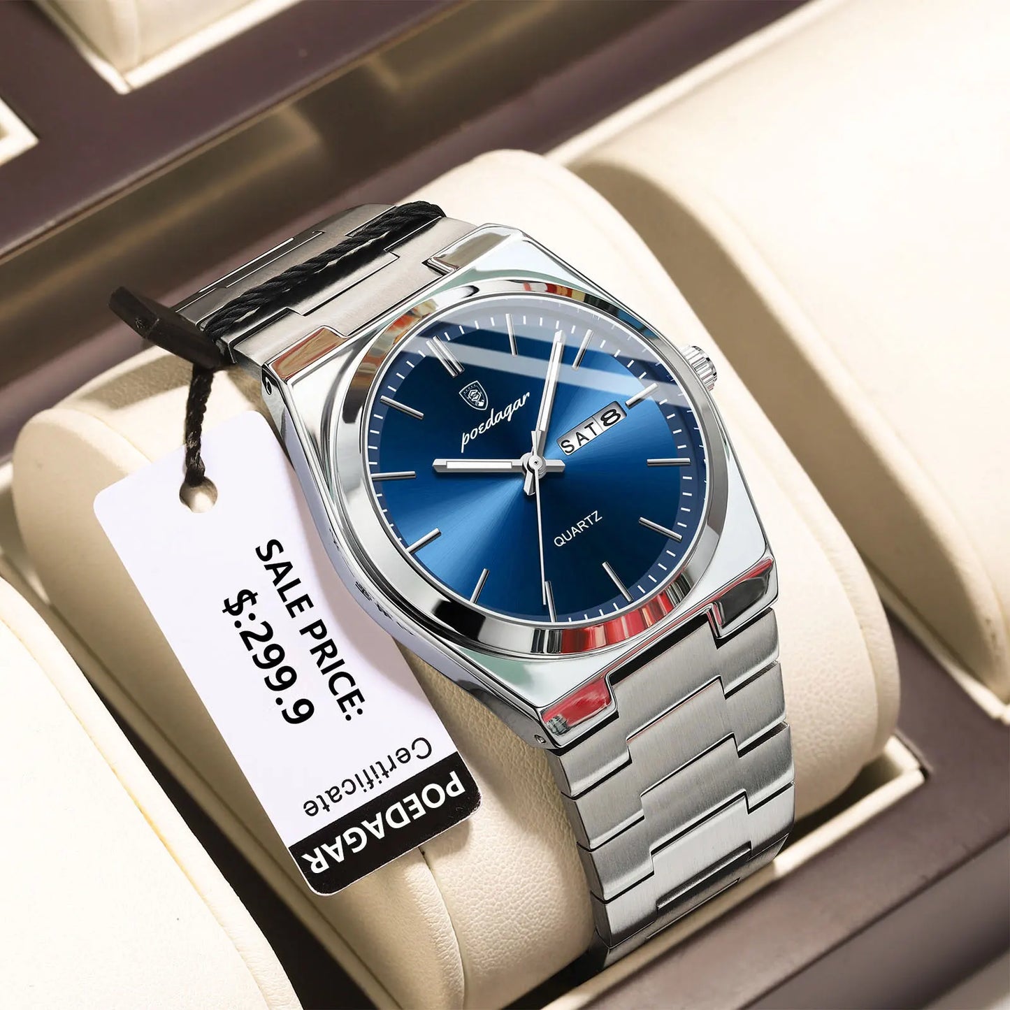 Men’s Stainless Steel Quartz Watch – Waterproof & Luminous
