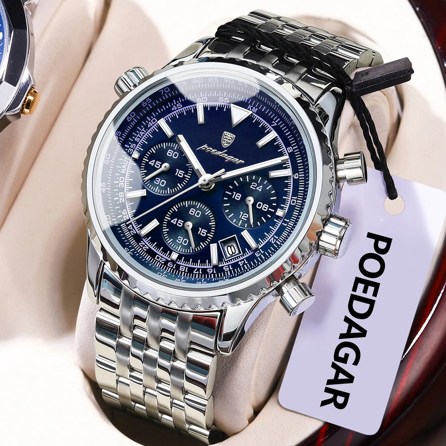 Men's Stainless Steel Chronograph Watch With Date