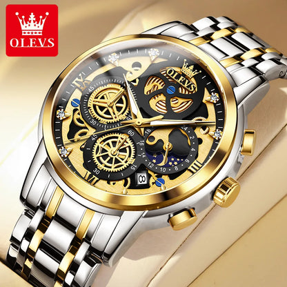 Men's Skeleton Quartz Watch – Waterproof, Luminous Dial