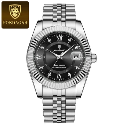 Men's Stainless Steel Quartz Watch – Luminous, 3Bar