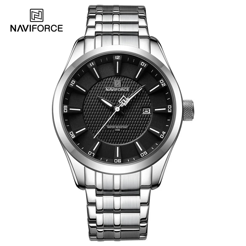 Men's Waterproof Quartz Watch With Stainless Steel Band