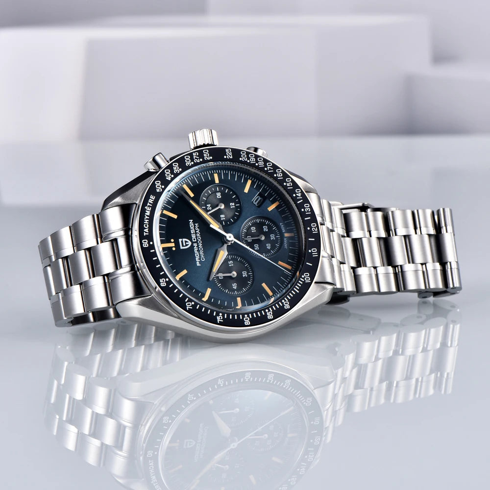 Men's Moon Chronograph Watch Quartz With Sapphire Glass