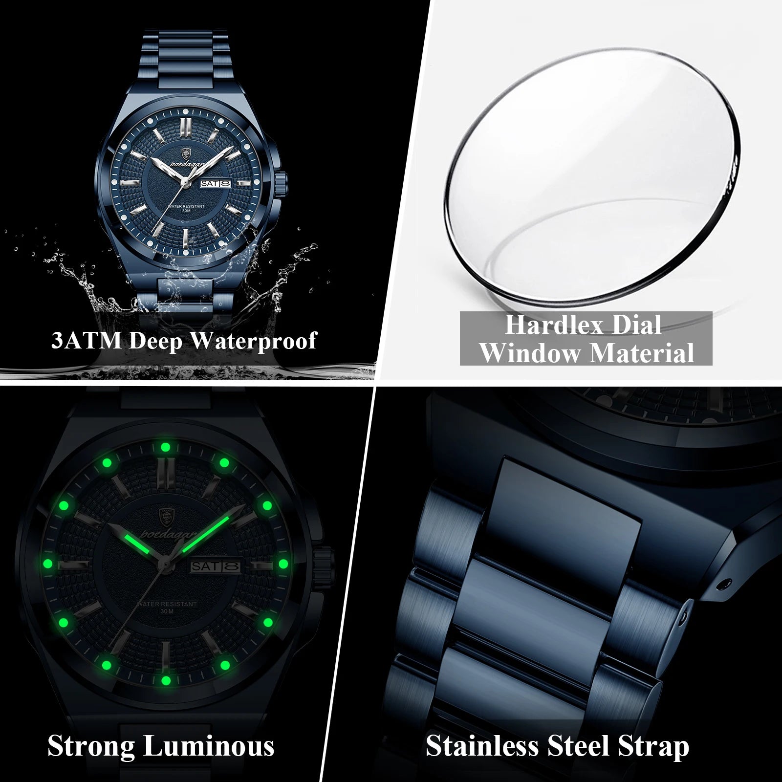Men’s Stainless Steel Quartz Watch – Luminous & 3Bar