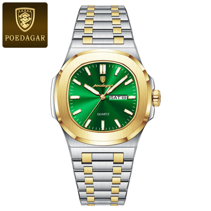 Men's Square Stainless Steel Watch – Waterproof & Luminous