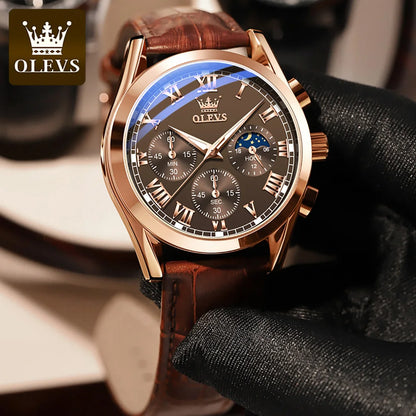 Men’s Quartz Chronograph Watch With Moon Phase Display